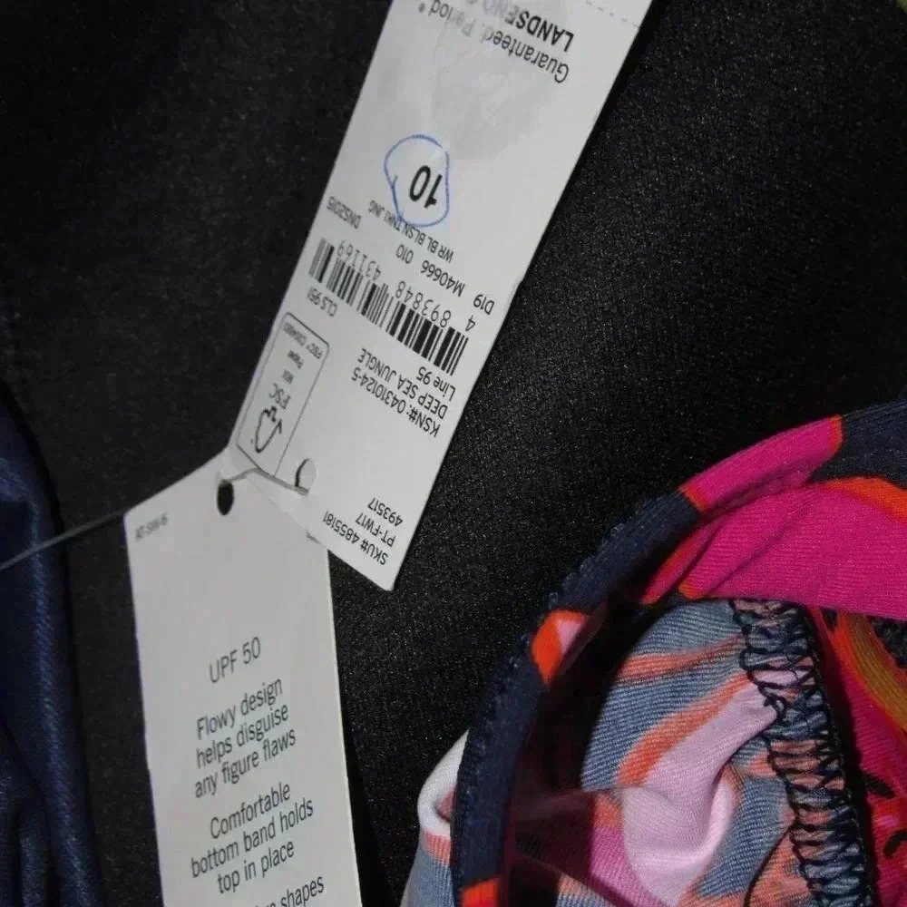 NWT LANDS’ END Deep Sea Jungle Floral Blouson Swim Tankini Size 10 - Picture 6 of 7